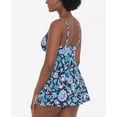 thumbnail image 2 of SWIM SOLUTIONS Women's Blue Floral Stretch Allover Slimming Empire Scoop Neck Full Coverage Fixed Cups Madison Swimdress 8, 2 of 3