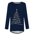 thumbnail image 4 of YUGYXL Womens Fall Fashion Long Sleeve Christmas Pullover Tunic Tops Crewneck Sweatshirt Xmas Printed Holiday Oversized Long Shirts Navy S, 4 of 5