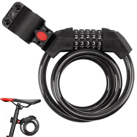 Bike Locks Combination Bicycle Cable Locks with Mounting Bracket, 4 Ft High Security 5 Digits Resettable Coiling Cable Lock