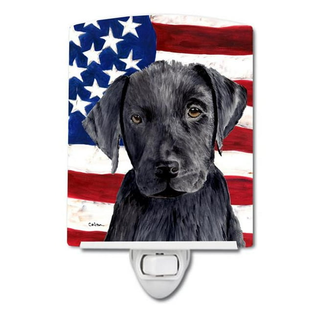 Carolines Treasures SC9012CNL USA American Flag with Labrador Ceramic Night Light, 6x4x3, Multicolor