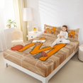 thumbnail image 4 of Homewish Cartoon Monogrammed M Twin Sheet Sets, Orange Brown Basketball Twin Fitted Sheet, Teens Kids Boys Girls Flat Sheet, Breathable Home Decor, 3pcs, 4 of 7