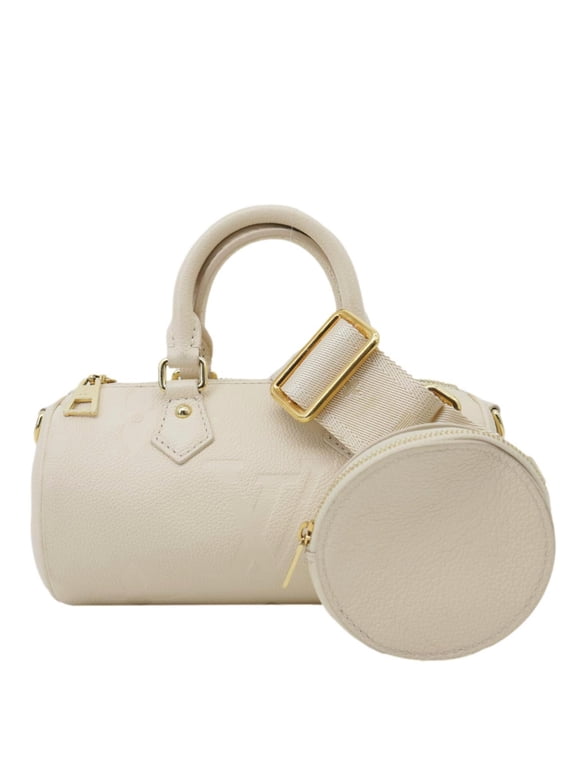 Pre-Owned Louis Vuitton Papillon BB Monogram Empreinte Leather Shoulder Bag Off White