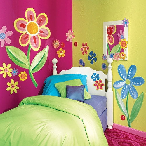 Wallies Wallpaper Big Flowers Mural, Set of 3 Sheets