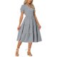 thumbnail image 2 of Vestido de cuadros para mujer Inspire Chic, vestido midi con volantes, escote en V, decoración de botones, color negro, talla S, 2 of 6