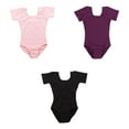 thumbnail image 3 of freestylehome Tenue de Danse Extensible pour Filles, Combinaison à Manches Courtes à Col Rond, Tenue de Gymnastique et de Danse, Costume de Fête Chic, Justaucorps, Rose, 4TG, 3 of 6