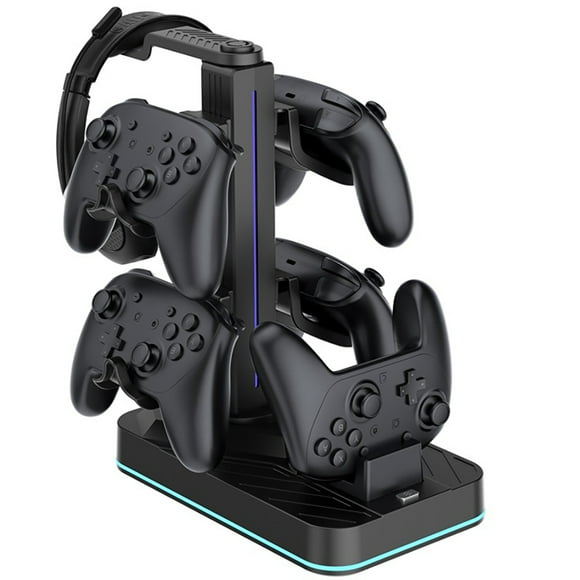 Station de Recharge pour Manettes de Jeu et Support pour Écouteurs - Compatible avec Nintendo Switch 2/PS5/Xbox Series - Étagère de Rangement