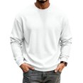 thumbnail image 3 of Men's Waffle Thermal Shirts Textured Underwear Tops, Lightweight Pullover Sweaters, Long Sleeve, Crew Neck White M, 3 of 4