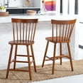 thumbnail image 4 of SAFAVIEH Providence Square Mid Back Counter Stool, Walnut (Set of 2), 4 of 15