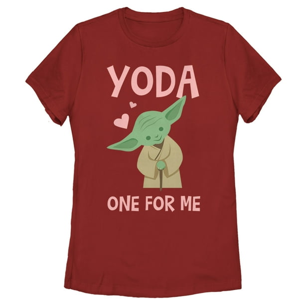 Women's Star Wars Valentine's Day Yoda One for Me Simple Graphic Tee Red Small