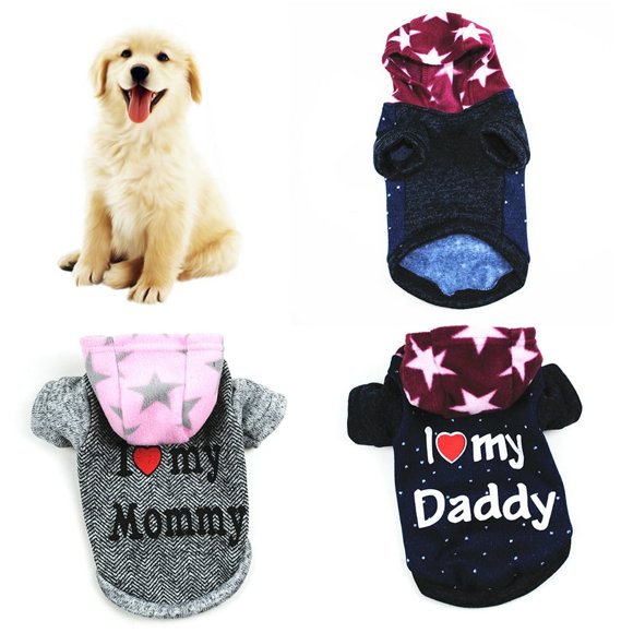 CNKOO Pet Dog Puppy I Love Daddy Mommy Hoodie Clothes Costume Jacket Coat Apparel