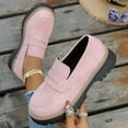 thumbnail image 5 of YLYL Women Suede Penny Loafers Chunky Heel Lug Sole Slip on Comfortable Casual Business Work Shoes, 5 of 9