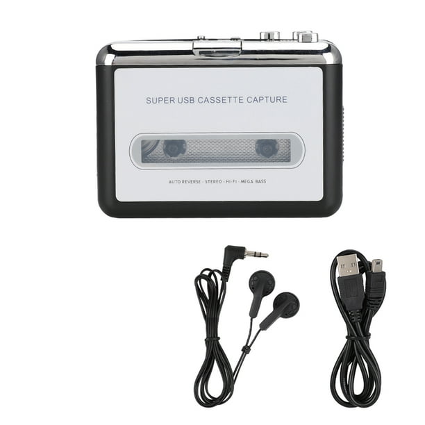 Convertisseur de cassettes en MP3, convertisseur de cassettes portable  Walkman en MP3 via USB Lecteur de bande audio inversé avec casque pour