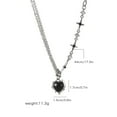 thumbnail image 3 of Silver Tone Layered Necklace Black Heart Pendant Star Accents Women Jewelry Christmas Gift, 3 of 3