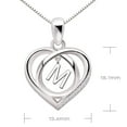 thumbnail image 3 of ALOV Jewelry Sterling Silver Initial M Letter Alphabet Love Heart Cubic Zirconia Pendant Necklace, 3 of 6