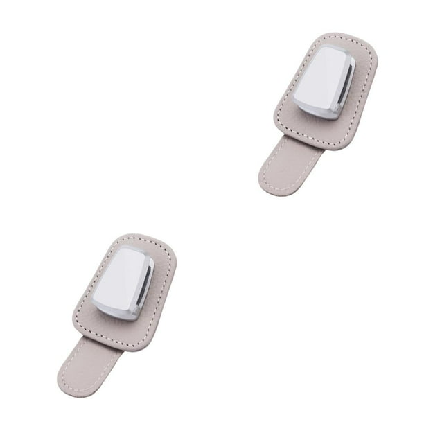 Riwesomey Clip de soporte para gafas de coche, colgador de gafas con diseño de resorte, creativo, multifuncional, almacenamiento, fácil de Beige 2piezas
