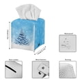 thumbnail image 3 of POLERO Stylish Tissue Box Holder Blue Christmas Tree Square Tissue Cube Cover Leather Facial Organizer for Bathroom, Tabletop, Car, Night Stands, Office, Home, Kitchen, 5.1''X5.1''X5.5'', 3 of 7