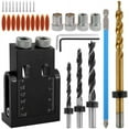thumbnail image 1 of Guía definitiva de taladros para carpintería para tareas precisas de acabado y oblicuas Kit de plantilla para agujeros de bolsillo de 38 piezas, 1 of 5