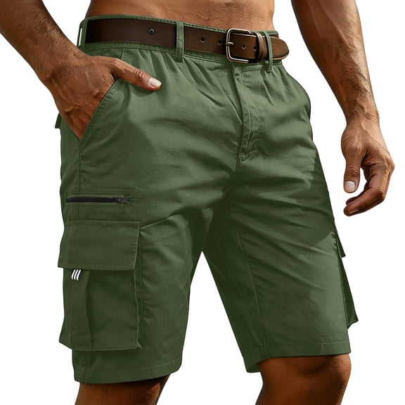 Cargo Shorts Men Casual Summer Elastic Waist Stretch Work Shorts Relaxed Fit Hiking Short Multi Pockets