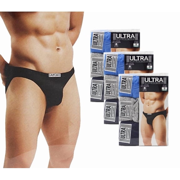 Men's Cotton Stretch Bikini Briefs Knitted Breathable Underwear Pack of 12 (L)