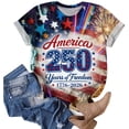 thumbnail image 3 of Linfrsh 4th Of July Shirts American Flag T Shirt Women USA Star Stripes Fourth July Tee Shirts Casual America Flag Print Crewneck Tee Tops(Dark Blue,XL), 3 of 6