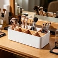 thumbnail image 2 of chaungfeng White Desktop Organizer, Bamboo Remote Control Holder Cosmetic Storage Basket, Desk Storage Box Pencil Pen Holder Caddy for Office Home Bedside Nightstand Organization, 2 of 7