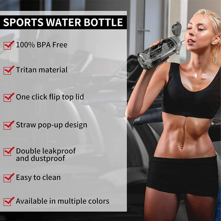 CPDD Half Gallon Water Bottle with Straw and Motivational Time Marker 64oz  Large Capacity Leak Proof BPA Free Fitness Sports Water jug 