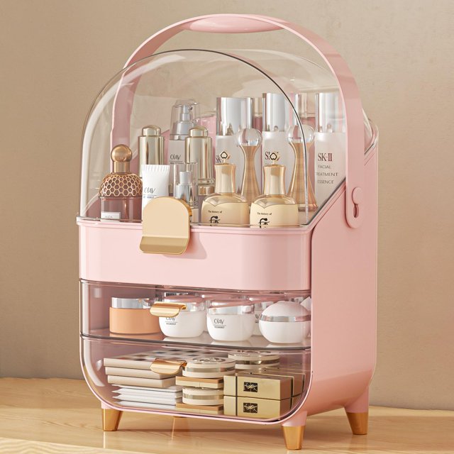 Organizador de maquillaje Soporte para el cuidado de la piel Organizador de mostrador de baño Caja de almacenamiento Vitrinas de cosméticos Regalos para niñas adolescentes Organizadores de maquillaje
