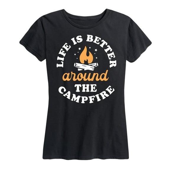 Instant Message - Life Better Around Campfire - Women's Short Sleeve Graphic T-Shirt