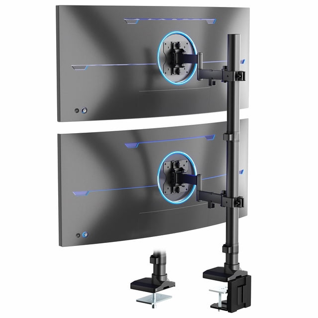 VIVO Support de Bureau pour Moniteur Ultra-Grand à Double Empilage Vertical avec Bras d'Extension, Support Réglable Extra Haut et Robuste pour 2 Ultr