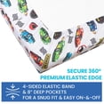 thumbnail image 3 of Today's Kids 2-Pack Race Cars Fitted Baby Crib Sheets Boy - Nursery Toddler Bed Sheets for Boys, Soft Breathable Microfiber, Elastic Edge with Deep Pockets, Machine Washable - Fits 28" x 52" Mattress, 3 of 7
