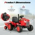 thumbnail image 3 of Gymax 2-in-1 Electric Toy Car 12V Kids Ride On Tractor w/ Trailer Remote Control Lights Red, 3 of 10