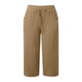thumbnail image 5 of YMNXA Kids Girls Capri Pants With Pockets Solid Color Elastic Waist Straight Fit Breathable Comfortable Trousers For Daily Wear,Coffee,S, 5 of 8