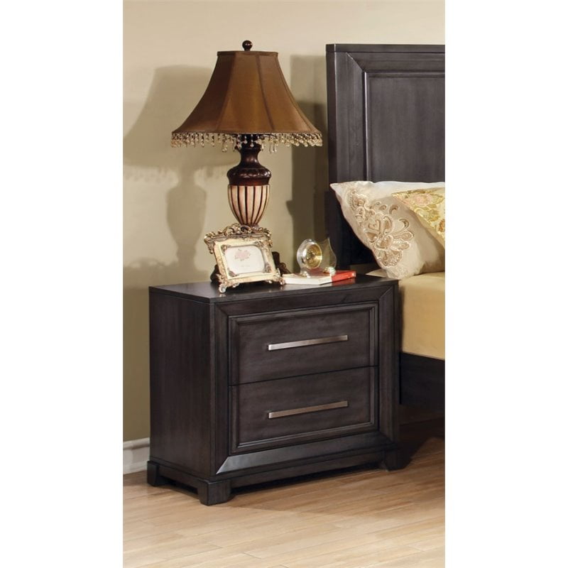 Furniture Of America Prather Transitional 2 Drawer Wood Nightstand In Warm Gray Walmart Com Walmart Com