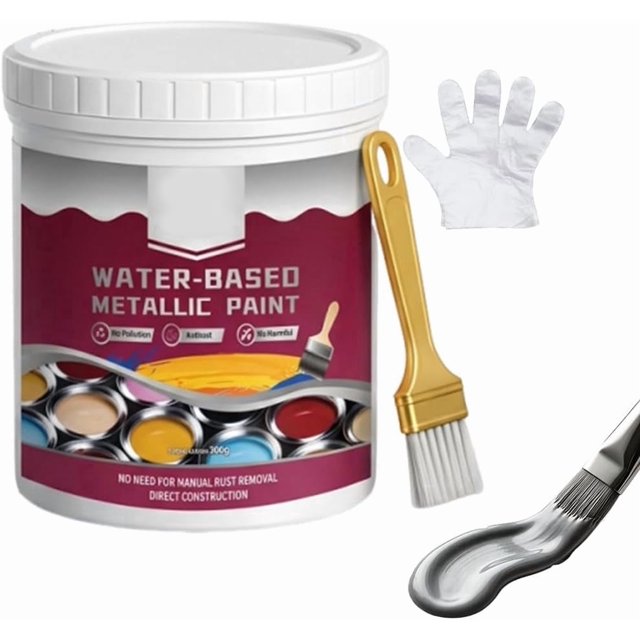 Rust Removal Converter Metallic Paint, 2-in-1 Rust Converter & Metal Primer, Anti-Rust Paint Rust Removal Conversion Agent with Brush,Multi-Functional Anti-Rust Paint (Grey)