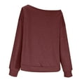 thumbnail image 6 of ABATAB Women's Oversized off Shoulder Sweatshirts Trendy Long Sleeve Basic Pullover Tops with Pockets Fall Lightweight Clothes(Medium,Wine), 6 of 6