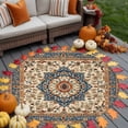 thumbnail image 4 of Vintage Floral Washable Round Area Rug 7 ft, Navy Brown Classical Ethnic Bohemian , Soft Non Slip Rugs Stain Repellent Indoor Felt Carpet for Living Dining Room Bedroom Home Office, 4 of 9
