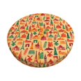 thumbnail image 3 of Picia Travel And Tourism pattern Round Stool Covers Comfy Seat Covers Stretch Removable WashableChair Slipcover Round Bar Chair Cushion Cover-13 inch, 3 of 7