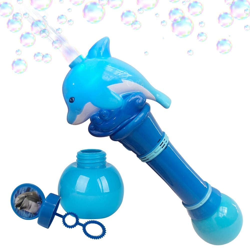 TOYSIE Light Up Dolphin Bubble Blower Wand - 11.5 Inch Illuminating Bubble Blower with Thrilling