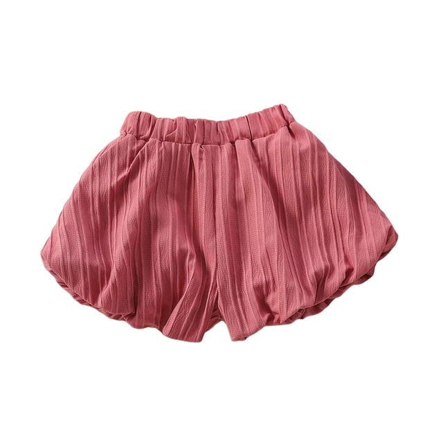 DGMIOCS Girl Soild Color Shorts Elastic Waist Casual Playing Short Pink 5-6 Years