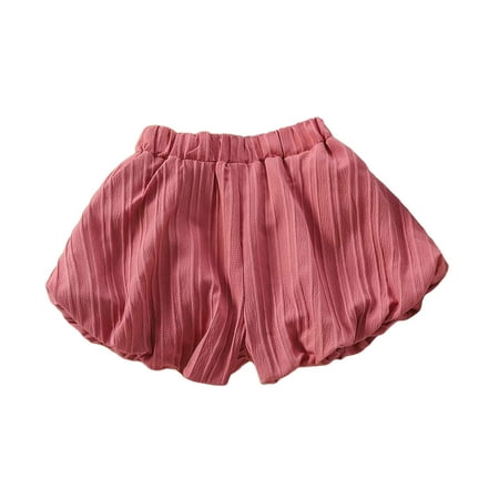 MEZZALL Girls Summer Shorts For Toddler Kids Elastic Waist Solid Color Comfortable Outdoor Playwear Soft Breathable Casual Shorts For Baby Infants Daily Wear Versatile / 4-5 Years