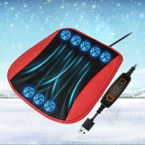 Cojín de Asiento de Coche Colamx USB 8 Ventiladores Antideslizante Rojo 43 cm x 43 cm