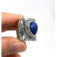 thumbnail image 5 of Lapis Lazuli Pear Shape 925 Sterling Silver Handmade Statement Women Ring Size 4.0, 5 of 5