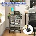 thumbnail image 2 of 8 Tier Rolling File Cart, Metal Desk Organizer with Sliding Trays, Black, 2 of 6