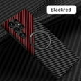 thumbnail image 1 of SaniMore Case for Samsung Galaxy S22 Ultra 6.8" 2022, Carbon Fibre Texture Shockproof Anti-drop Anti-fingerprint Lens All-inclusive Heavy Duty Protective Wireless Charging Magnetic Case, Black/Red, 1 of 6