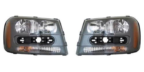 For 2002-2009 Chevy Trailblazer Black OE Replacement Headlights Driver/Passenger Head Lamps Pair 