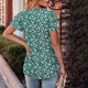 thumbnail image 5 of Camisas de Cuello de Tripulación de Manga Corta para las Mujeres Plisado Mangas de Ruffle, Cuello Redondo Casual Primavera Y Blusa de Verano, 5 of 7