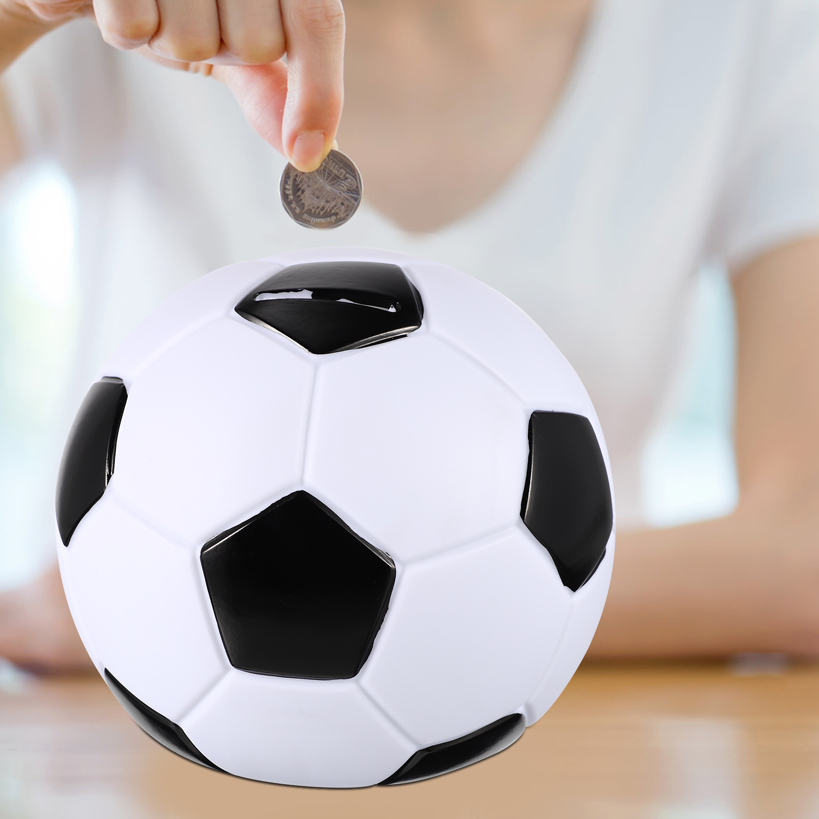 FRCOLOR Football Piggy Bank Soccer Money Bank Cartoon Coin Jar For Kids Sports Themed Adornment,White Home Decor
