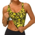 thumbnail image 4 of Naloa Yellow Butterflies Sports Bras for Women, High Support Bra with Removable Pads, Comfortable - Large, 4 of 9