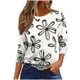 thumbnail image 5 of Womens 3/4 Sleeve Tops Hearts Floral Printed Graphic Base Tee Shirts Crew Neck Casual Spring Fall Summer Tshirts (XL, White 02), 5 of 7
