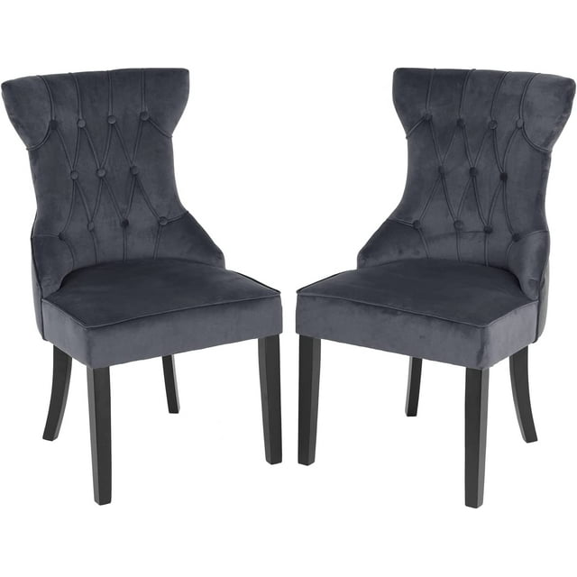 Dining Chairs Dining Room Chair Kitchen Chair of 2 Dining Metal Side Chairs Solid Wood Modern Tufted Upholstered for Home Kitchen Bedroom Living Room Arm Side Chairs Set of 2(Gray, button Style)